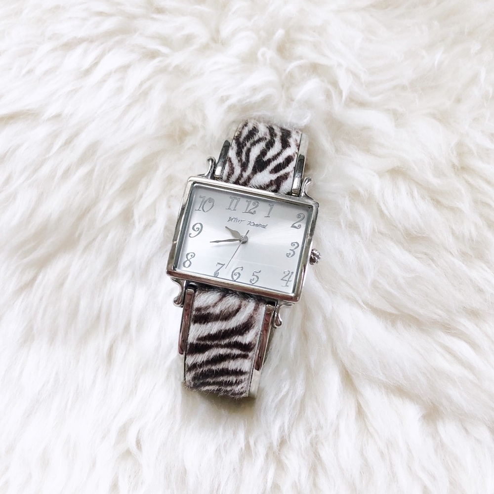 Betsey Johnson Zebra Square Face Watch